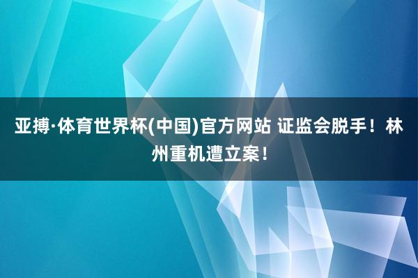亚搏·体育世界杯(中国)官方网站 证监会脱手!林州重机遭立案!