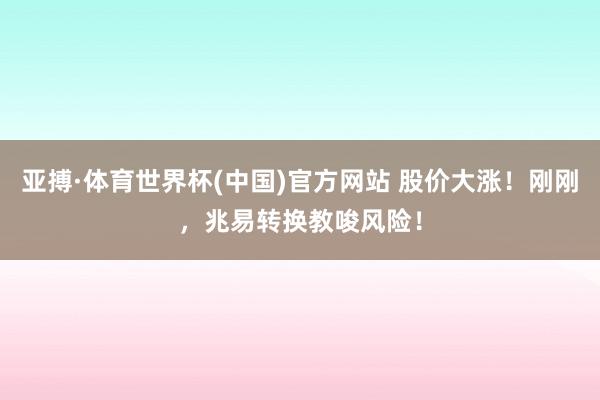 亚搏·体育世界杯(中国)官方网站 股价大涨!刚刚,兆易转换教唆风险!