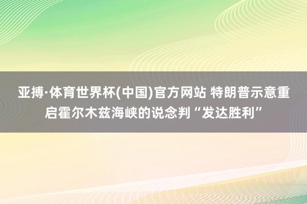 亚搏·体育世界杯(中国)官方网站 特朗普示意重启霍尔木兹海峡的说念判“发达胜利”
