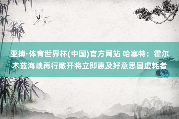 亚搏·体育世界杯(中国)官方网站 哈塞特:霍尔木兹海峡再行敞开将立即惠及好意思国虚耗者