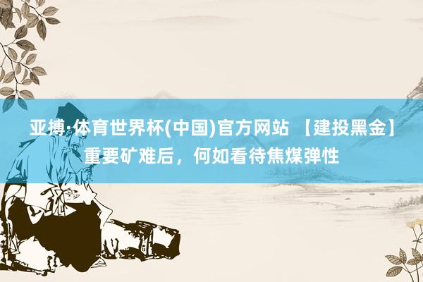 亚搏·体育世界杯(中国)官方网站 【建投黑金】重要矿难后,何如看待焦煤弹性