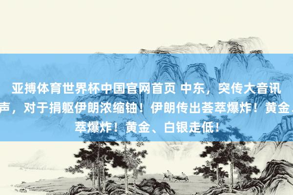 亚搏体育世界杯中国官网首页 中东,突传大音讯!特朗普发声,对于捐躯伊朗浓缩铀!伊朗传出荟萃爆炸!黄金、白银走低!