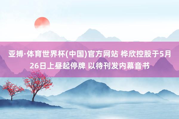 亚搏·体育世界杯(中国)官方网站 桦欣控股于5月26日上昼起停牌 以待刊发内幕音书