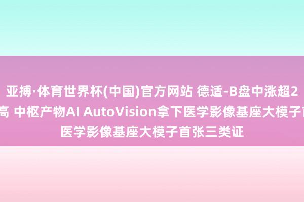 亚搏·体育世界杯(中国)官方网站 德适-B盘中涨超22%再立异高 中枢产物AI AutoVision拿下医学影像基座大模子首张三类证