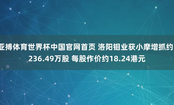 亚搏体育世界杯中国官网首页 洛阳钼业获小摩增抓约1236.49万股 每股作价约18.24港元