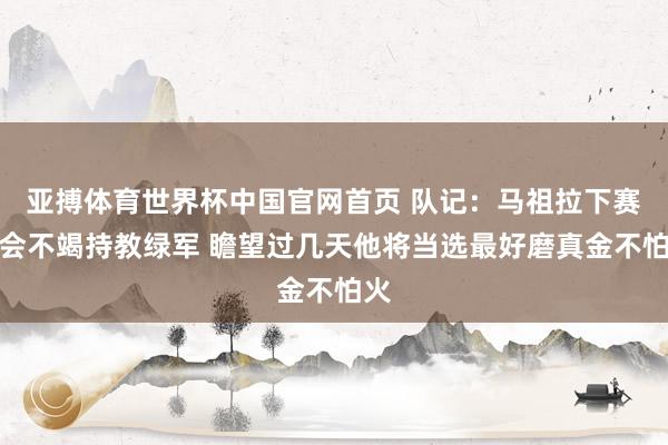 亚搏体育世界杯中国官网首页 队记:马祖拉下赛季会不竭持教绿军 瞻望过几天他将当选最好磨真金不怕火