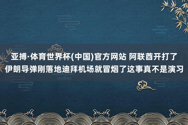 亚搏·体育世界杯(中国)官方网站 阿联酋开打了伊朗导弹刚落地迪拜机场就冒烟了这事真不是演习