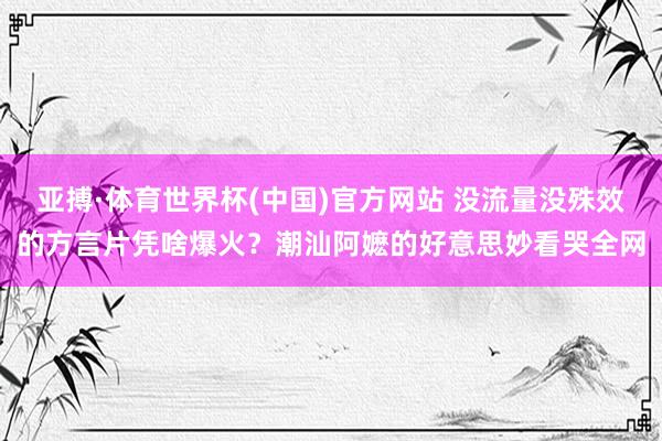 亚搏·体育世界杯(中国)官方网站 没流量没殊效的方言片凭啥爆火?潮汕阿嬷的好意思妙看哭全网