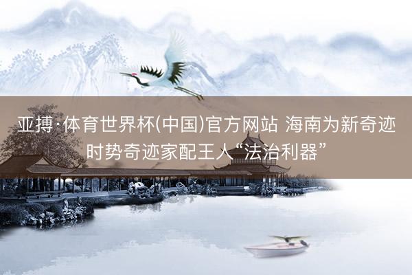 亚搏·体育世界杯(中国)官方网站 海南为新奇迹时势奇迹家配王人“法治利器”