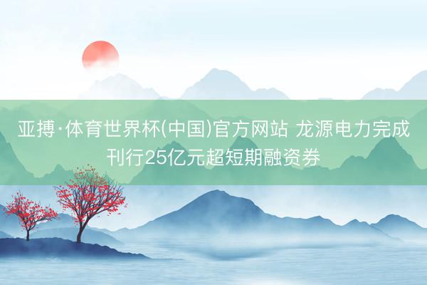 亚搏·体育世界杯(中国)官方网站 龙源电力完成刊行25亿元超短期融资券