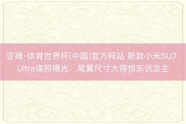 亚搏·体育世界杯(中国)官方网站 新款小米SU7 Ultra谍照曝光:尾翼尺寸大得惊东说念主