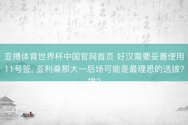 亚搏体育世界杯中国官网首页 好汉需要妥善使用11号签, 亚利桑那大一后场可能是最理思的选拔?