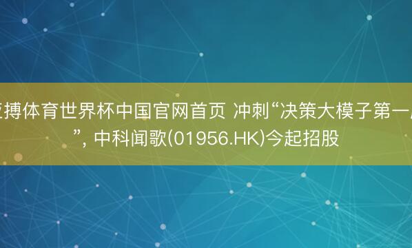 亚搏体育世界杯中国官网首页 冲刺“决策大模子第一股”, 中科