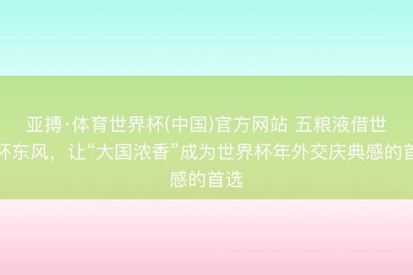 亚搏·体育世界杯(中国)官方网站 五粮液借世界杯东风,让“大